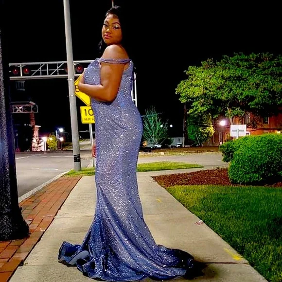 princess polly baby blue dress Dazzling Glitter Royal Blue Trumpet Prom Dress main image 0